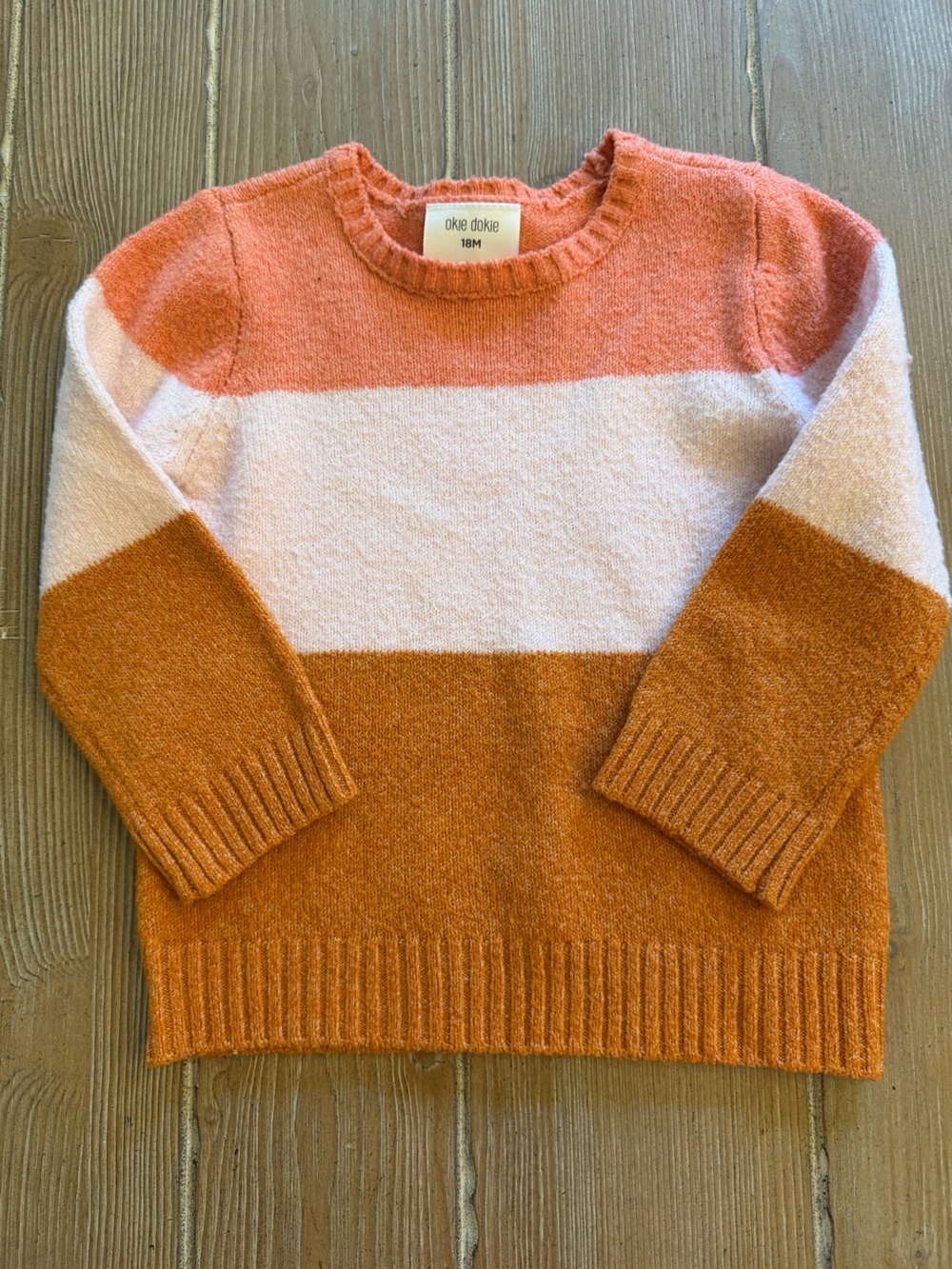 okie dokie Colorblock Crewneck Sweater - Coral, Pink & Burnt Orange